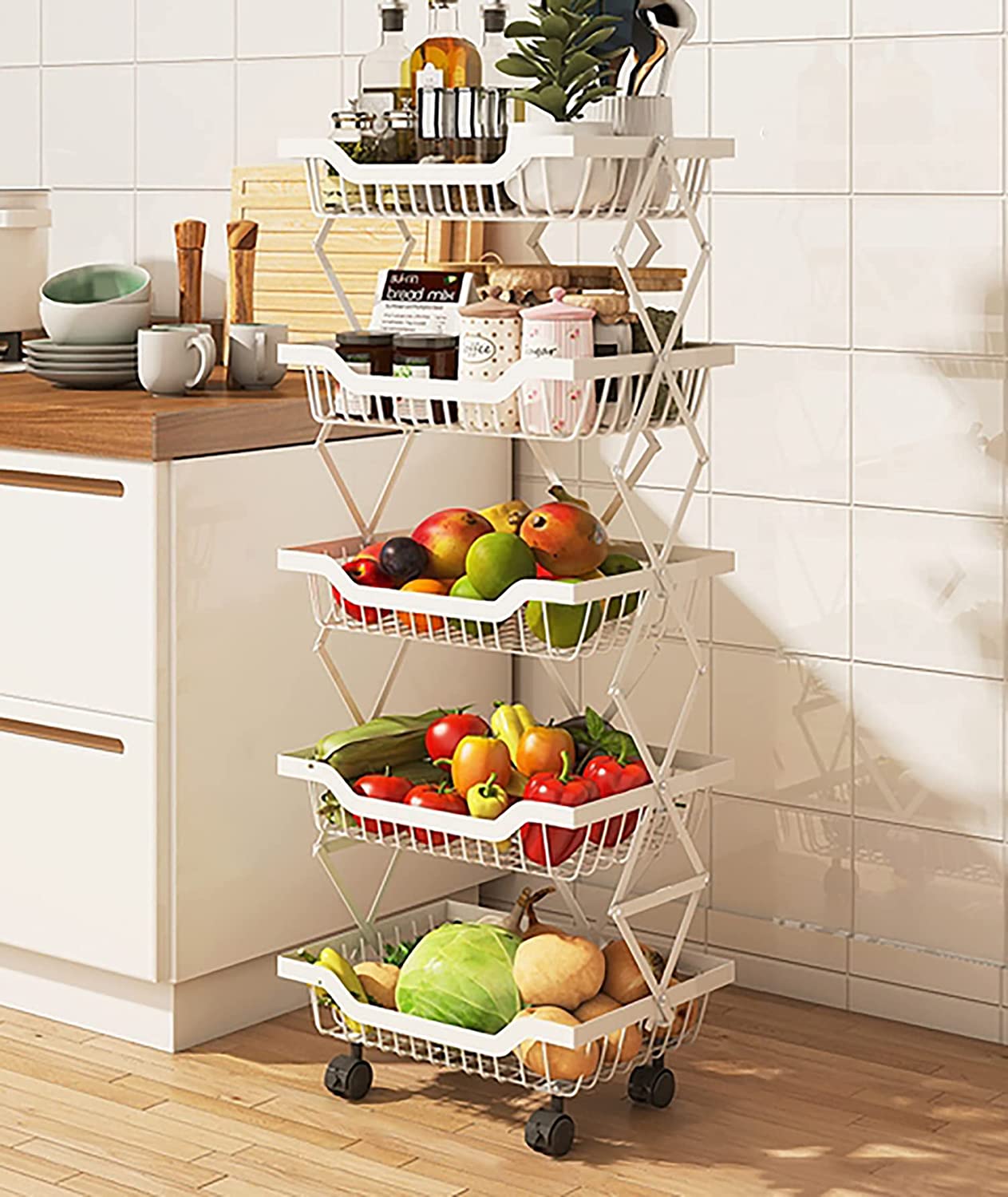 Foldable Fruit Vegetable Basket Cart