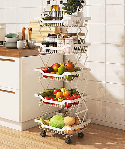 Foldable Fruit Vegetable Basket Cart