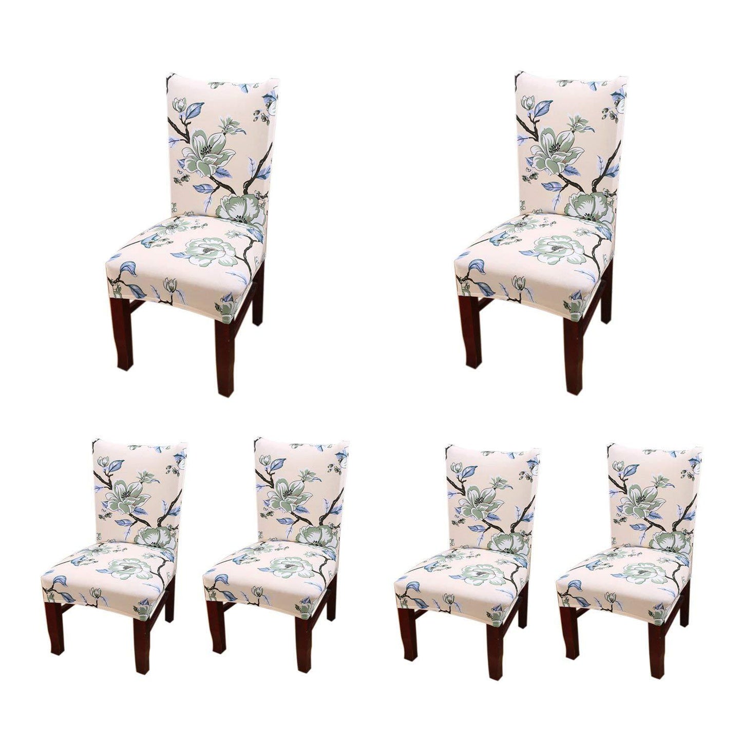 PRINTED ELASTIC CHAIR COVER - Beige Green Flower