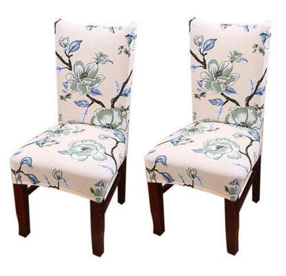 PRINTED ELASTIC CHAIR COVER - Beige Green Flower