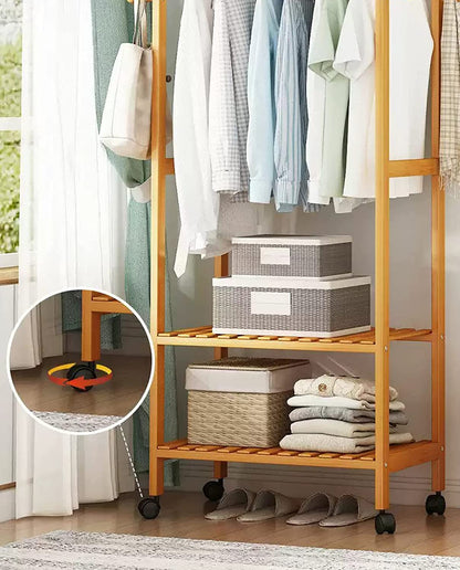 Bamboo Garment Rack with Tier-50CM