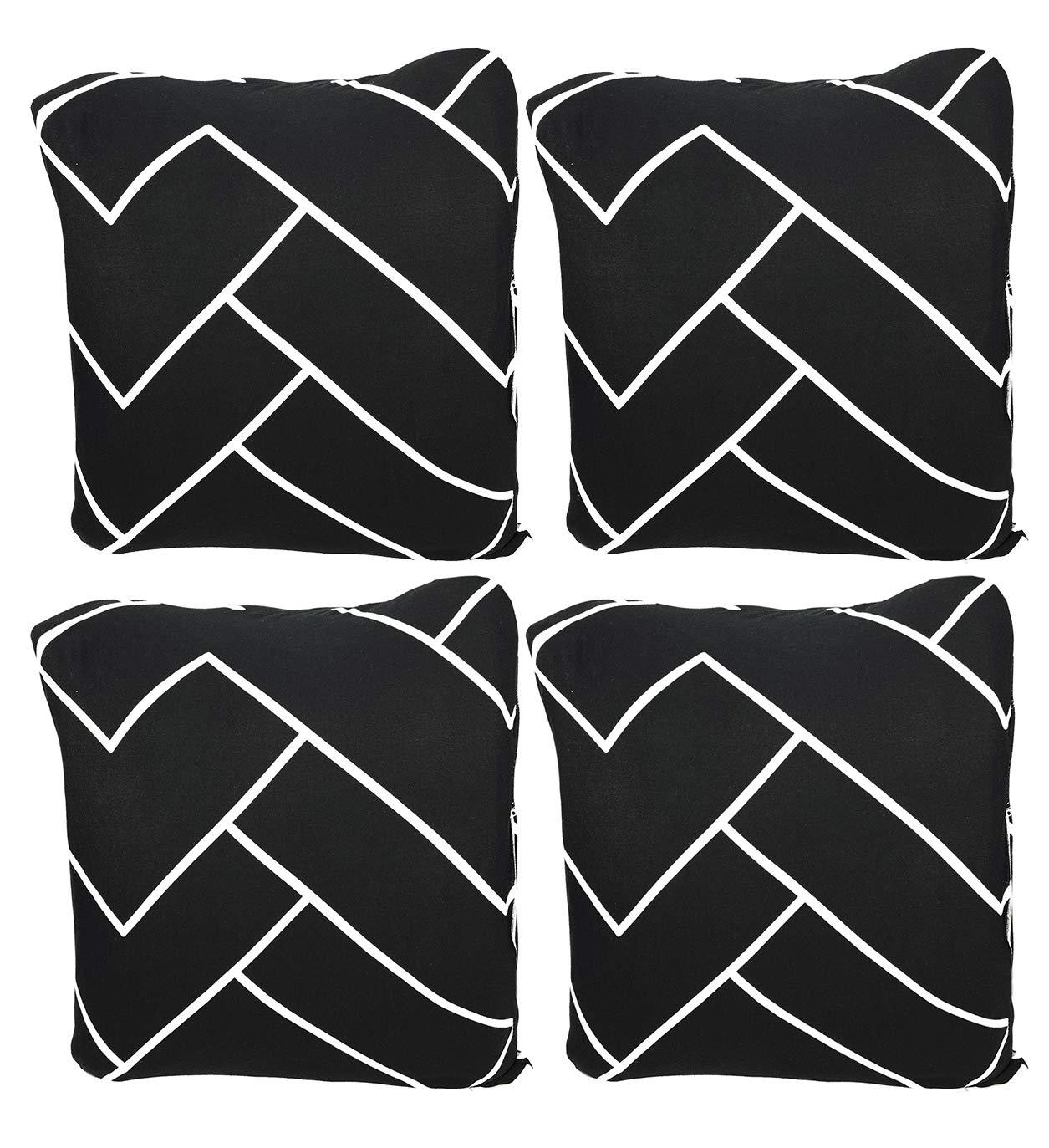 Polyester Cushion Cover - Black Herringbone