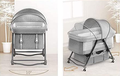 Cradle Crib Baby Rack, Foldable, Comes with Casters - Grey