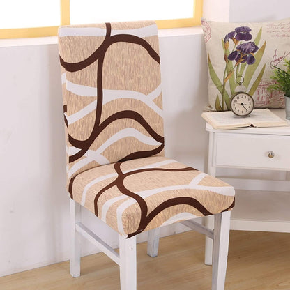 Elastic Chair Cover Stretch(Beige Wavy Brown)