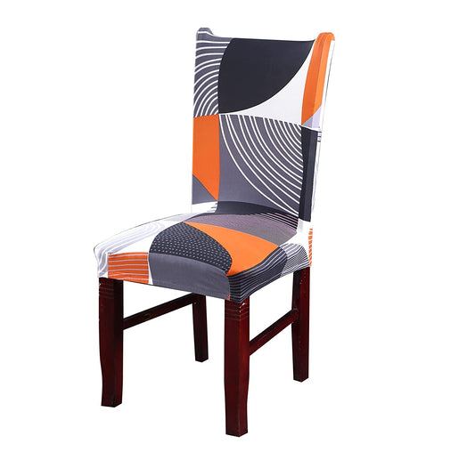 Elastic Chair Cover Stretch (Grey/Orange Abstract)