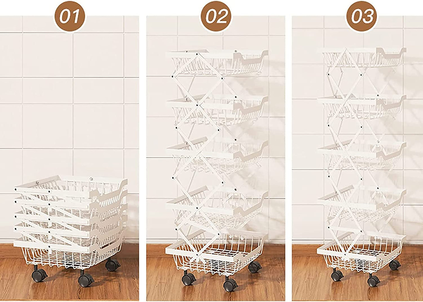 Foldable Fruit Vegetable Basket Cart