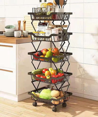 Foldable Fruit Vegetable Basket Cart