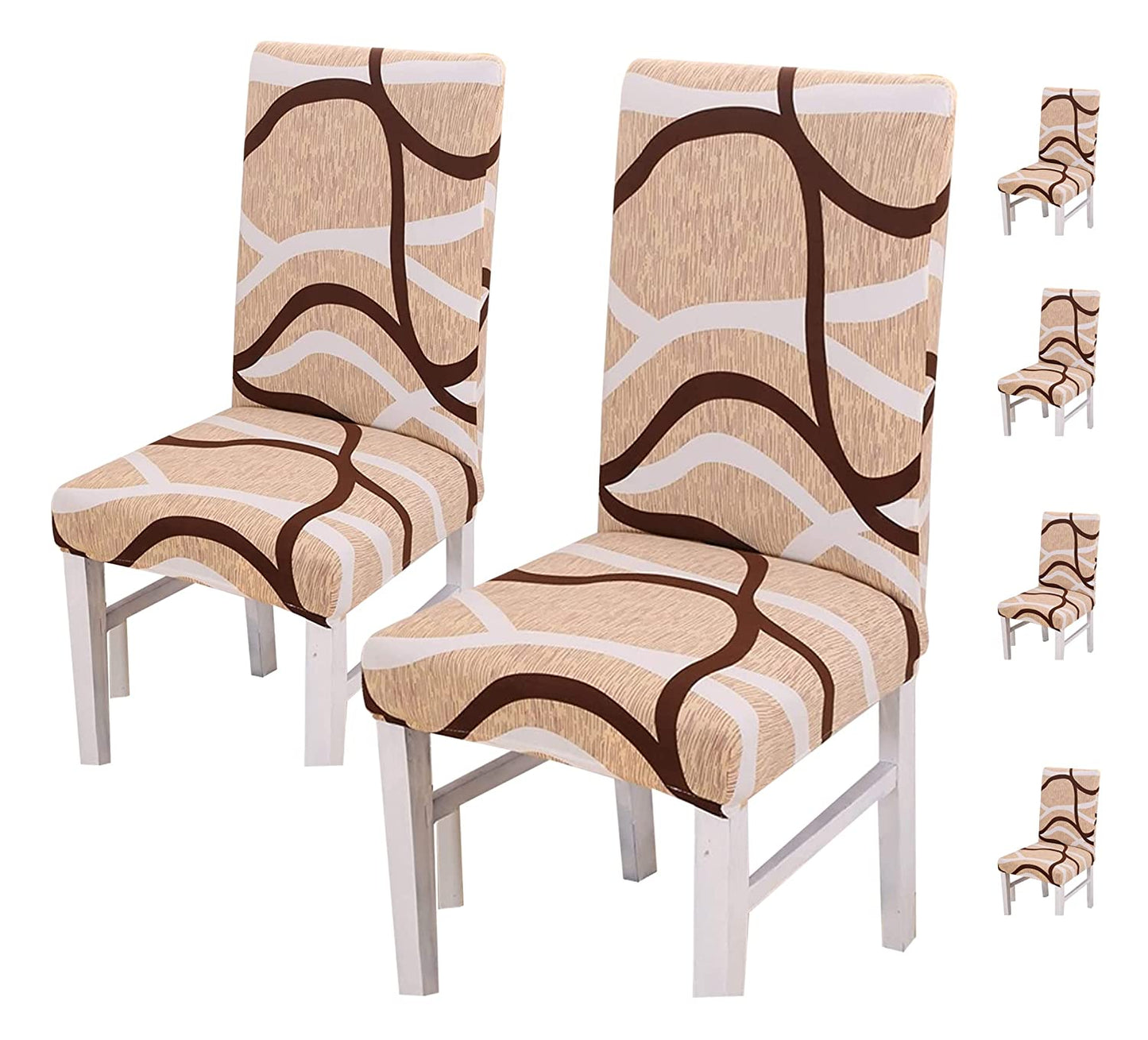 Elastic Chair Cover Stretch(Beige Wavy Brown)