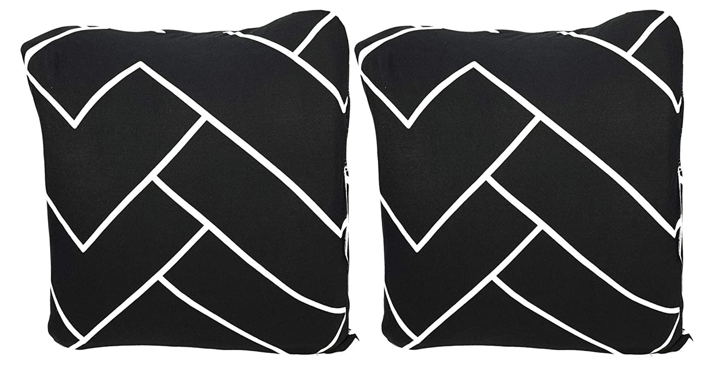 Polyester Cushion Cover - Black Herringbone