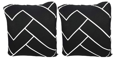 Polyester Cushion Cover - Black Herringbone