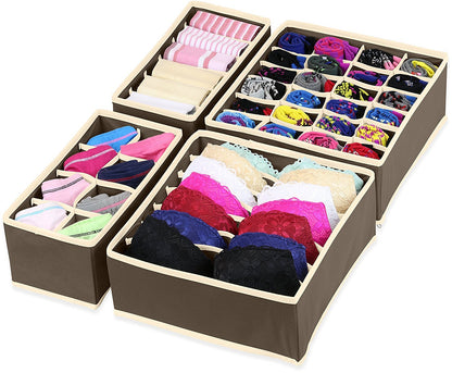 Set of 4 Foldable Storage Box Drawer Divider