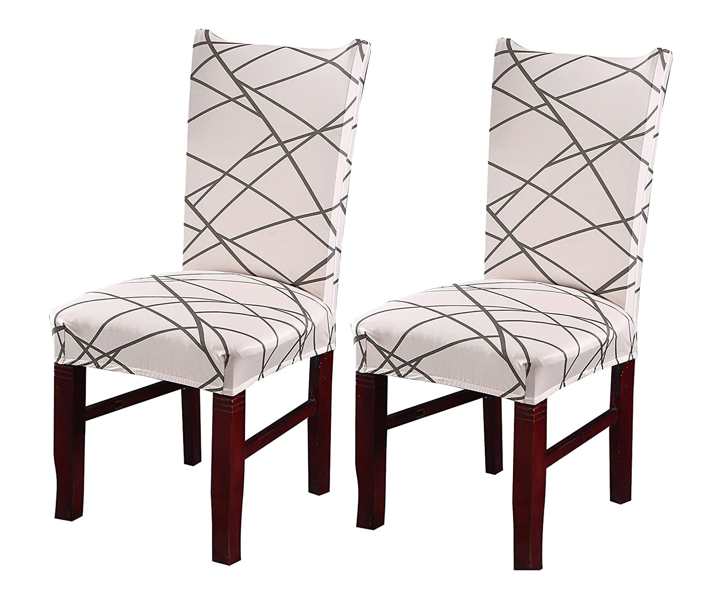 Elastic Chair Cover (Beige Line)