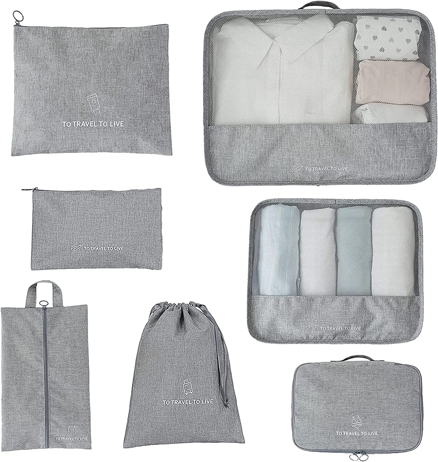 Set of 7 Packing Cubes Organiser