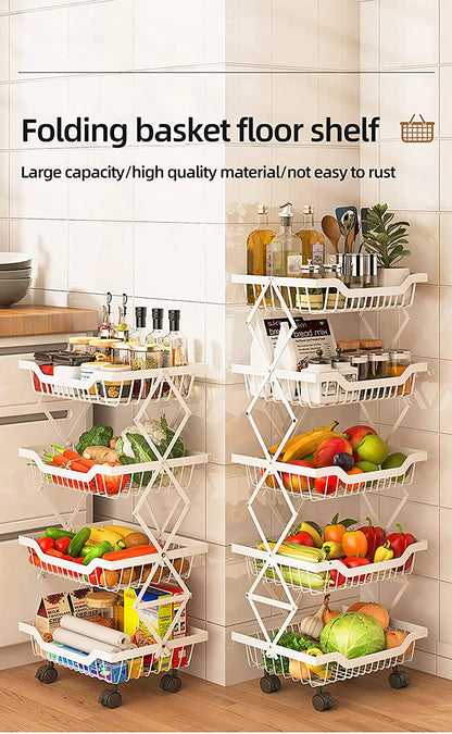 Foldable Fruit Vegetable Basket Cart