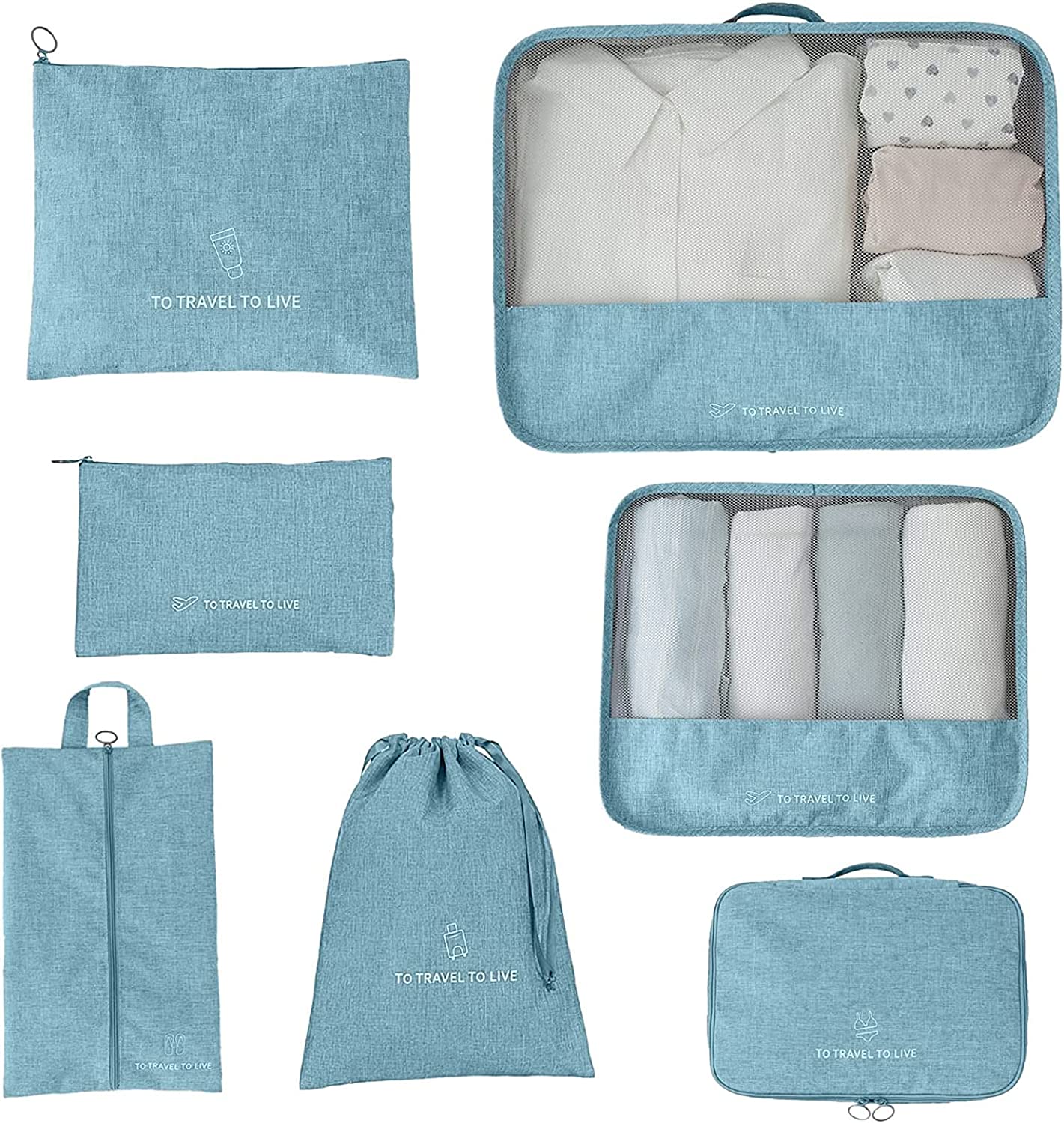 Set of 7 Packing Cubes Organiser