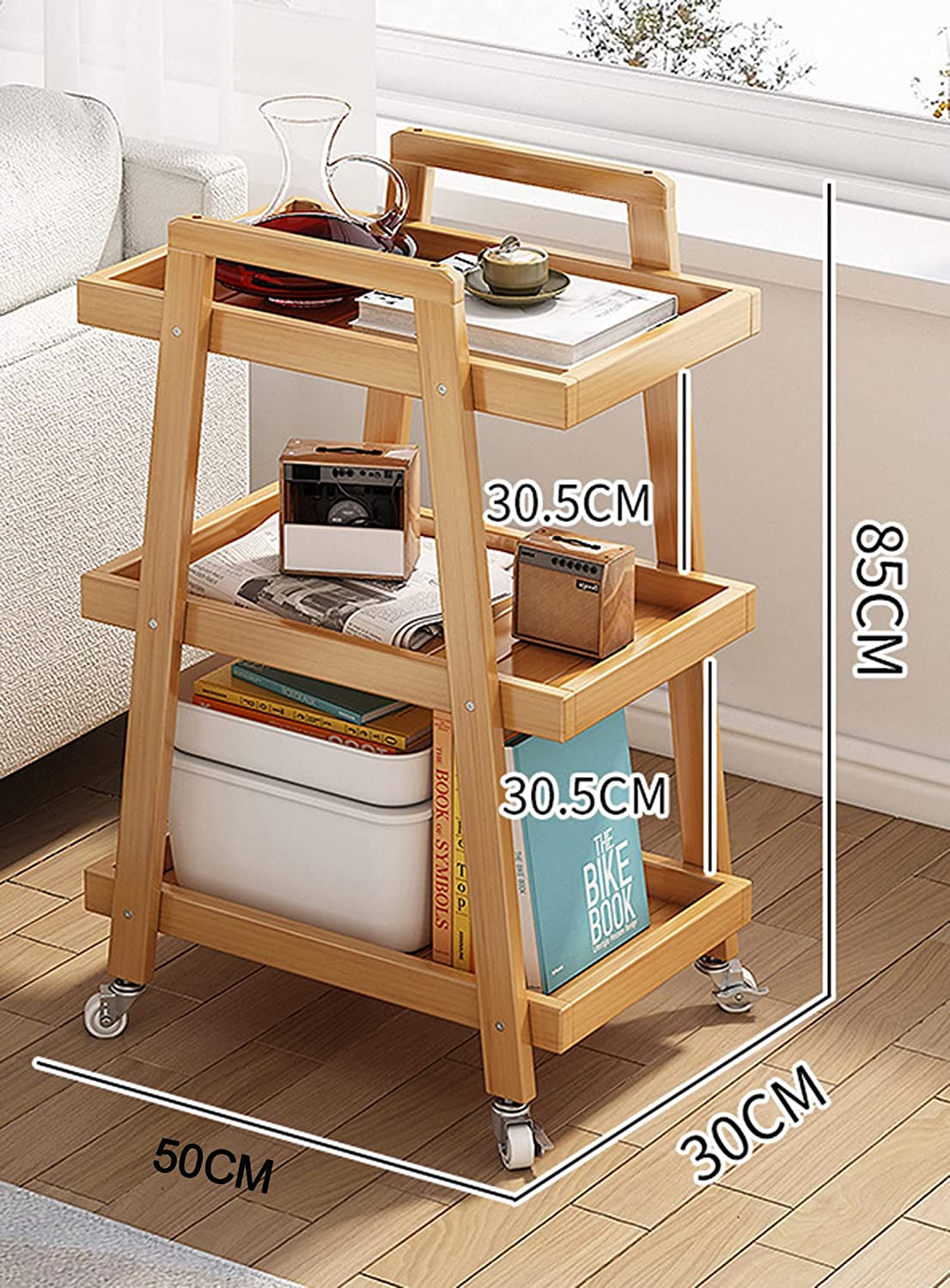 3 Tier Storage Trolley Wooden