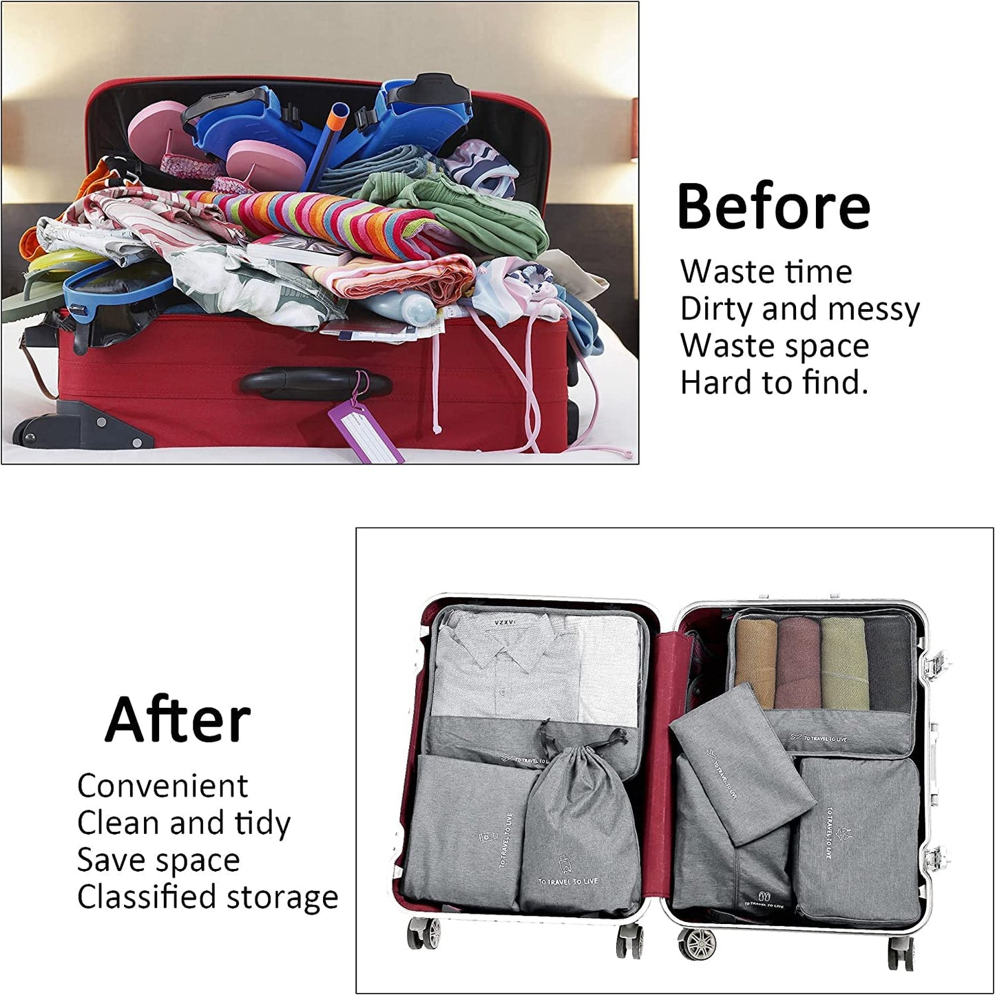 Set of 7 Packing Cubes Organiser