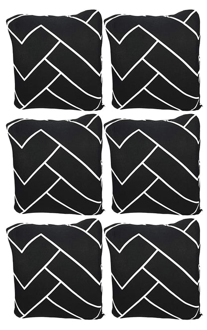 Polyester Cushion Cover - Black Herringbone