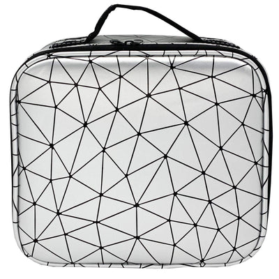 Cosmetic Storage Case with Adjustable Compartment (Silver Diamond)