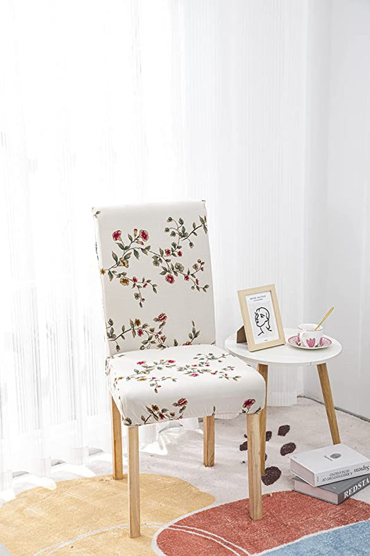 Printed Chair Cover - Beige Tulip