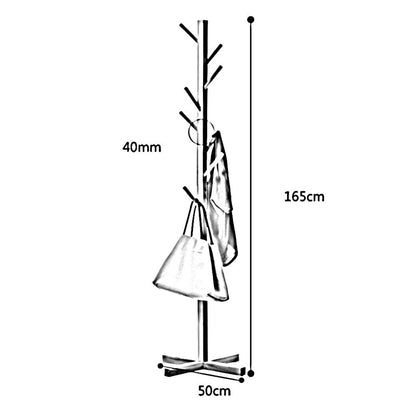 Bamboo Coat And Hat Rack 8 Hooks Coat Stand  - Tan