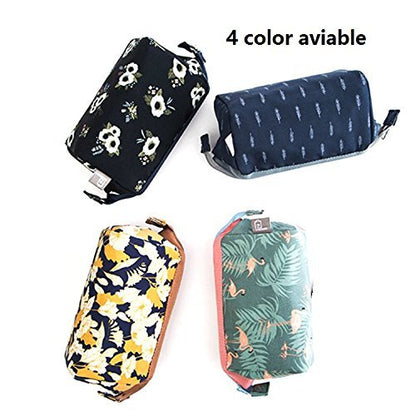 Toiletry Kit Organizer Hard Drive Carry Case Portable Cube Purse (Grey Flamingo)