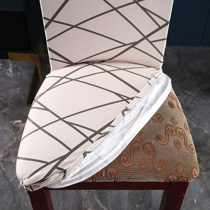 Elastic Chair Cover (Beige Line)