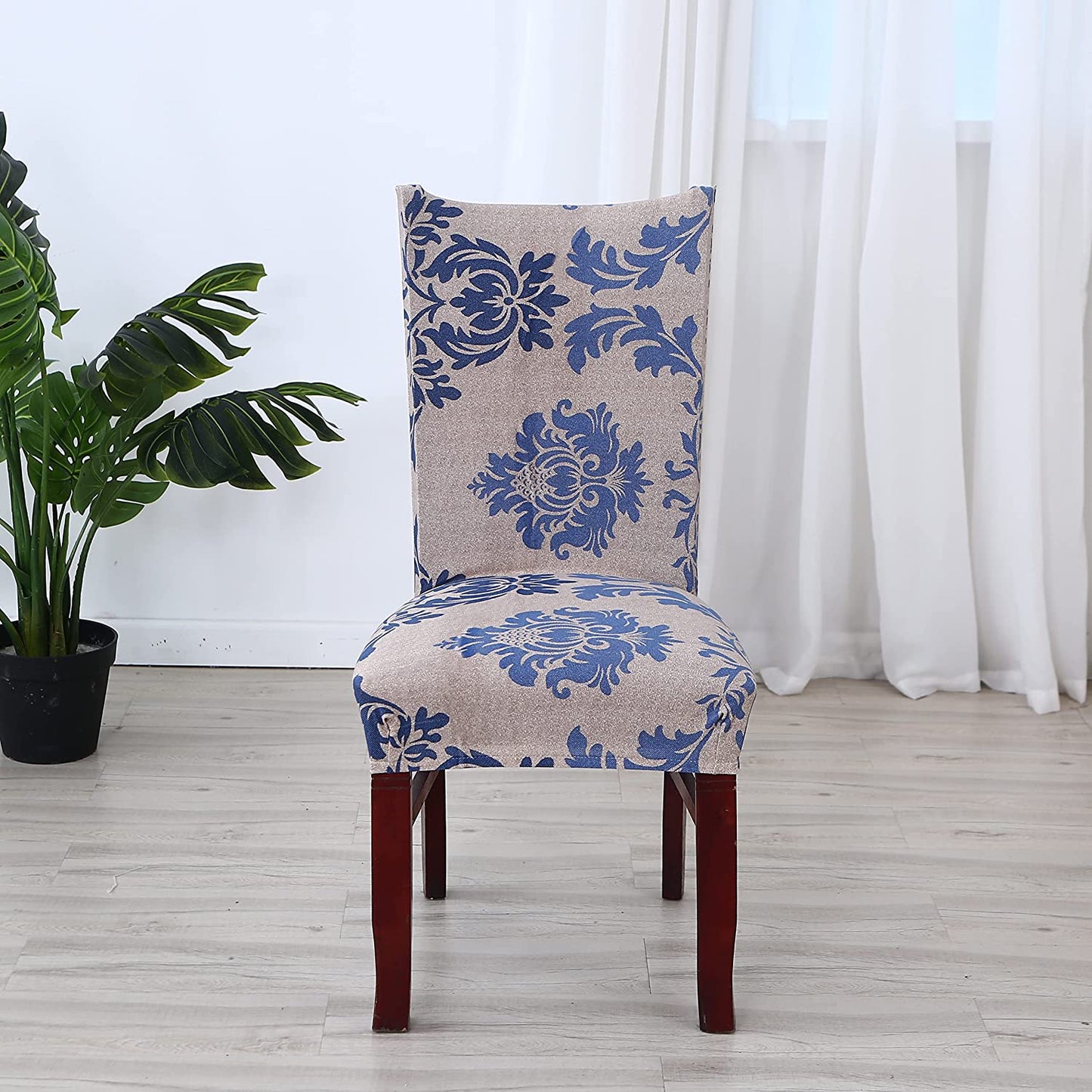 Elastic Chair Cover Stretch(Blue Demask)