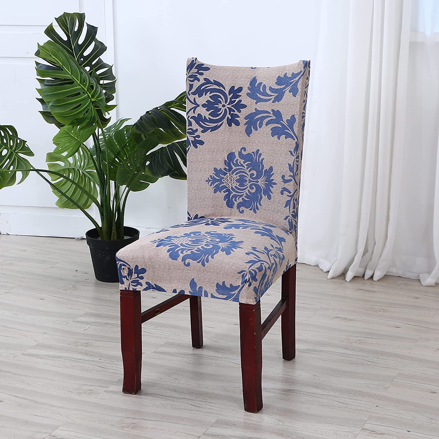 Elastic Chair Cover Stretch(Blue Demask)