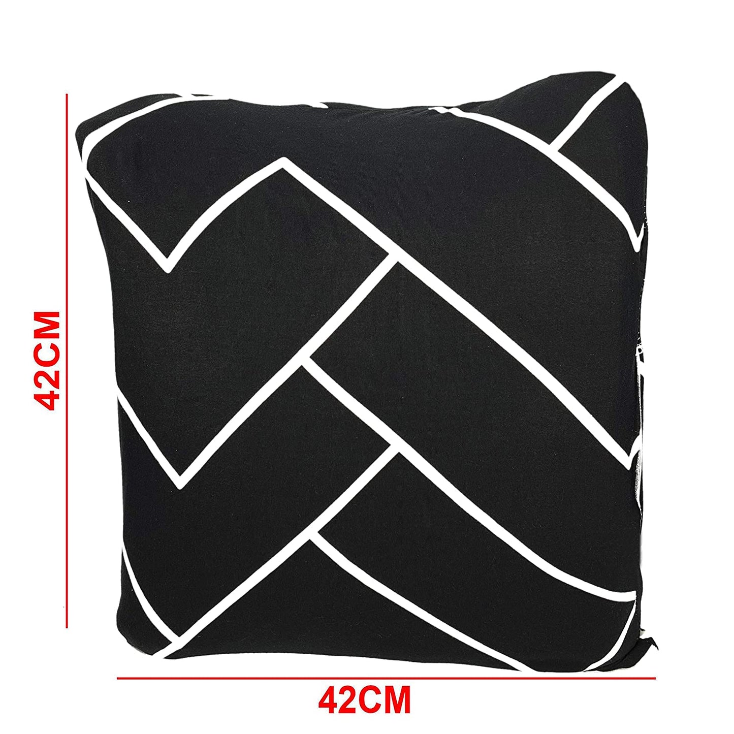 Polyester Cushion Cover - Black Herringbone