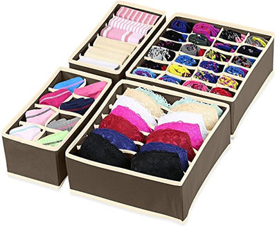 Foldable Storage Box Drawer Divider Organizer Set of 4