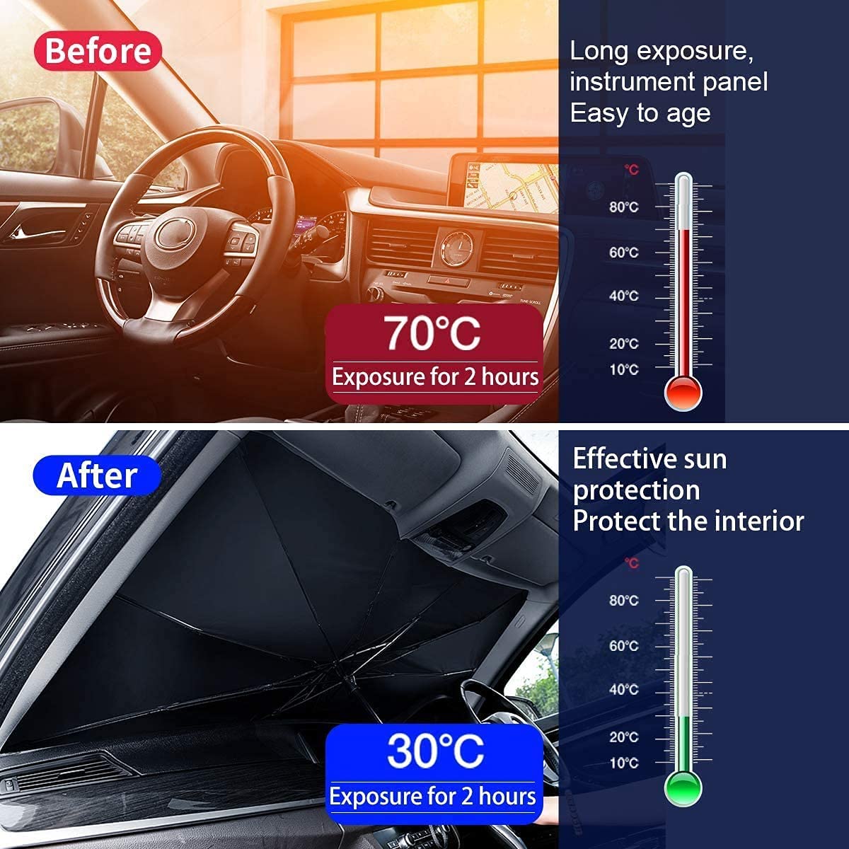 Foldable Car Windshield Sun Shade Umbrella Cover