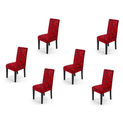 Printed Elastic Chair Cover - Branch Red/Black