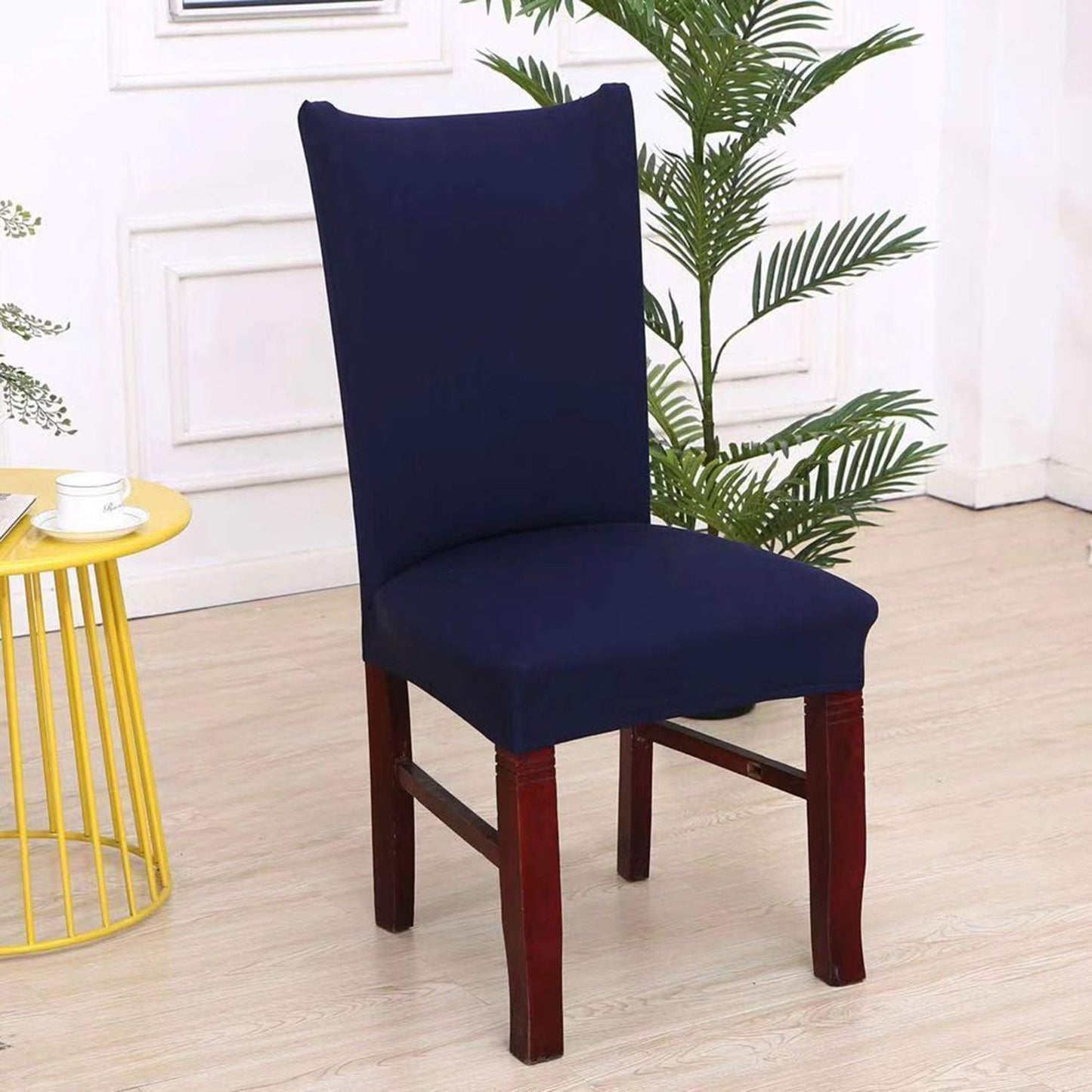 Solid Elastic Chair Cover - Dark Blue