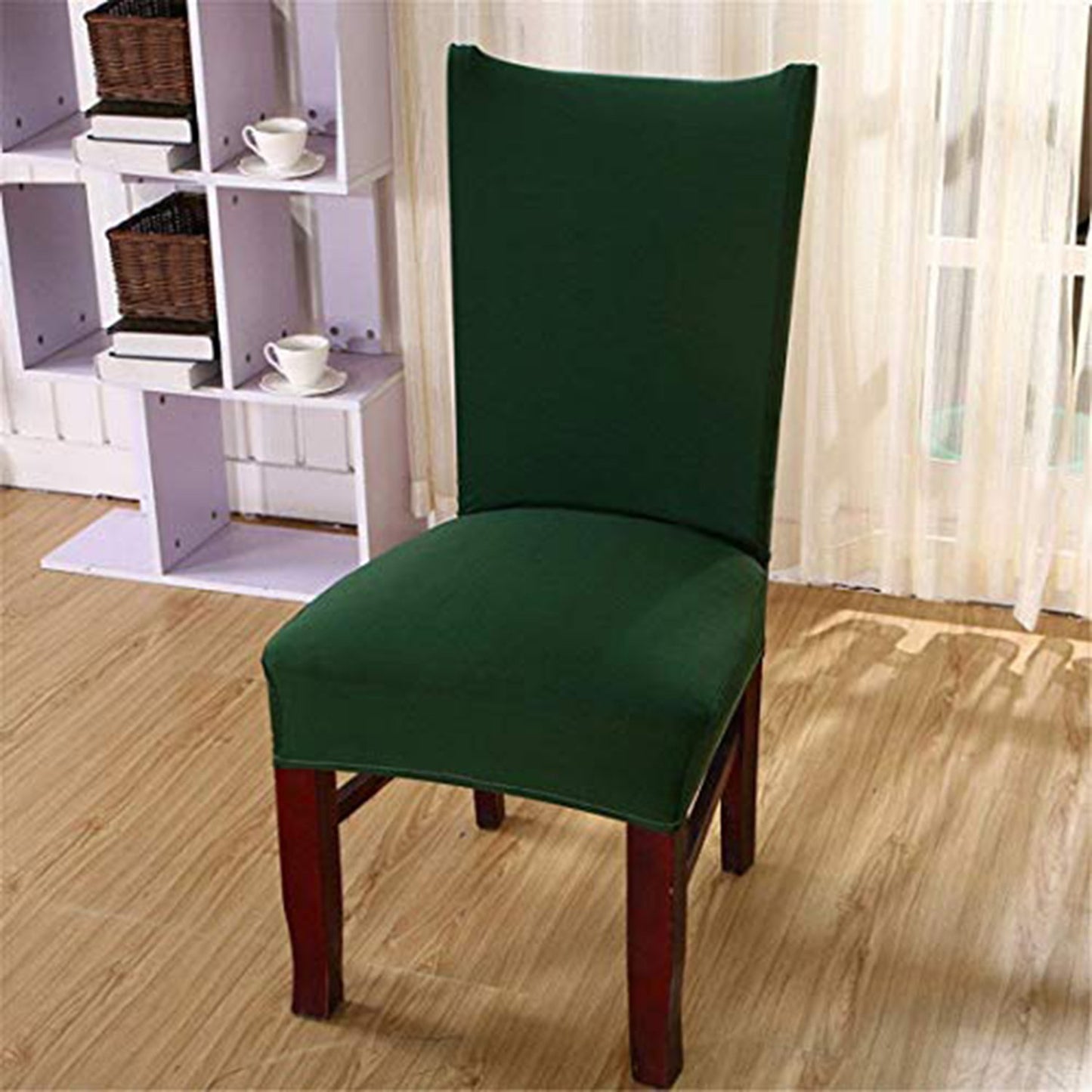 Solid Elastic Chair Cover - Dark Green