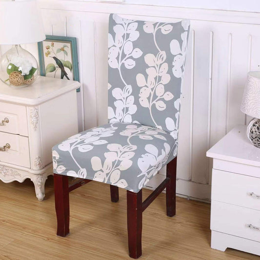 Printed Elastic Chair Cover - Grey Flower