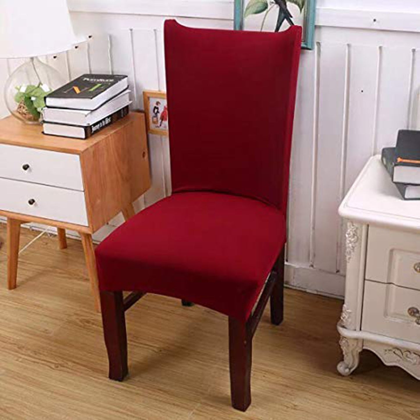 Solid Elastic Chair Cover - Maroon