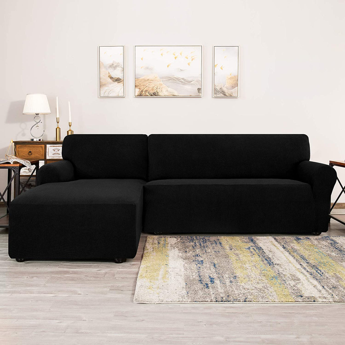 Jacquard Sofa Slipcover - Black