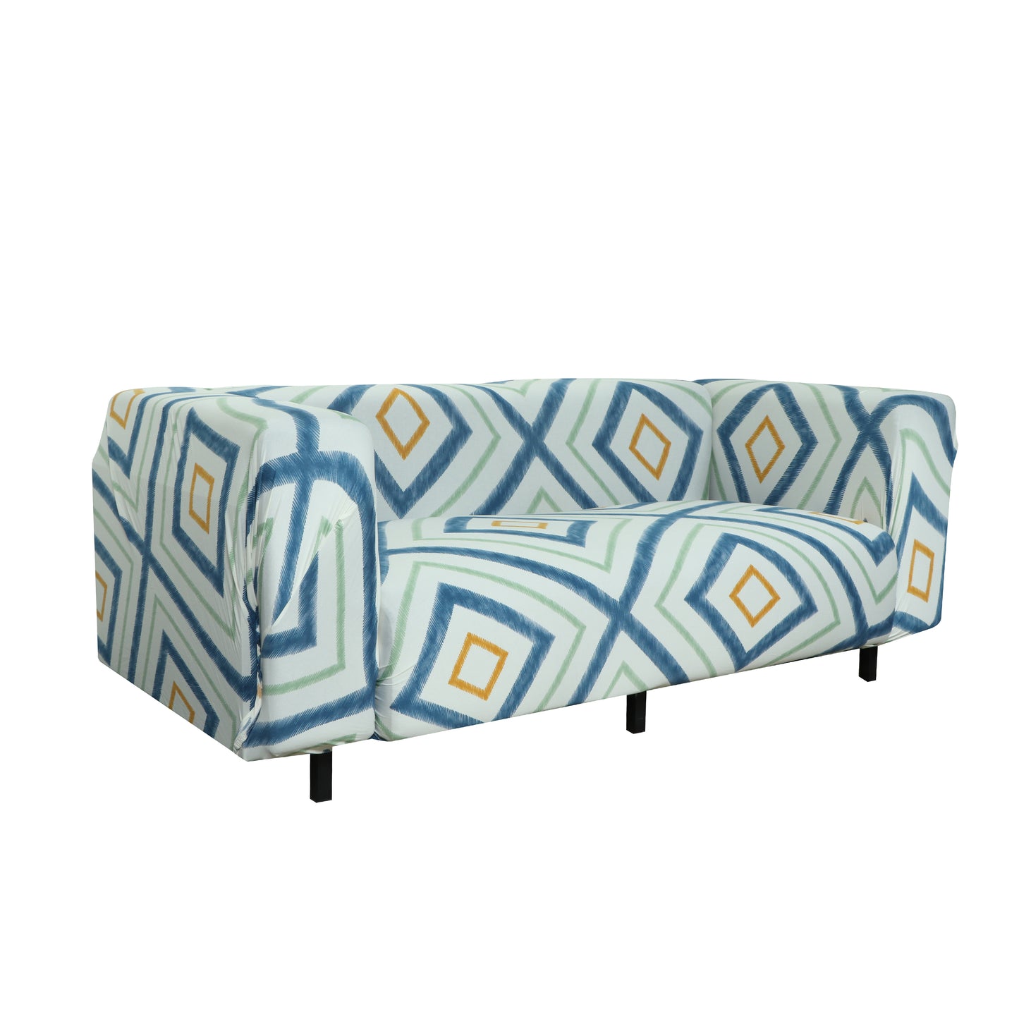 Printed Sofa Cover - Link Blue Mustard