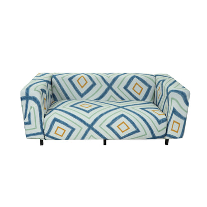 Printed Sofa Cover - Link Blue Mustard