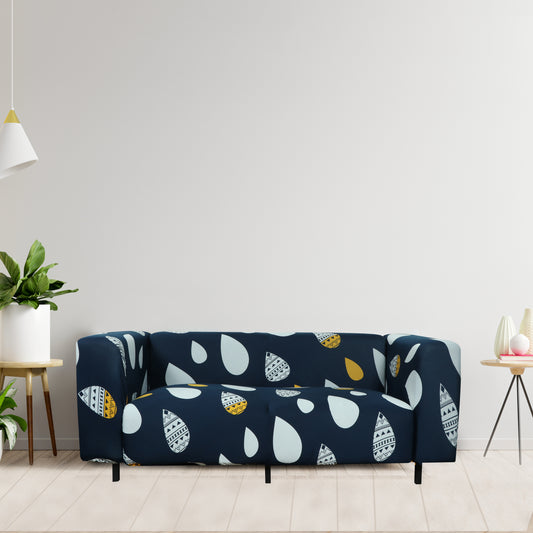 Printed Sofa Cover - Dark Blue Drop