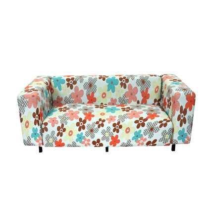 Printed Sofa Cover - Cream Flower Bunch