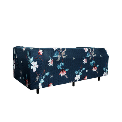 Printed Sofa Cover - Dark Blue Lotus