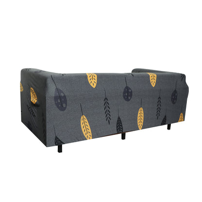 Printed Sofa Cover - Grey Mustard Leaf