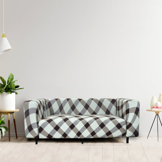 Printed Sofa Cover - Brown White Check