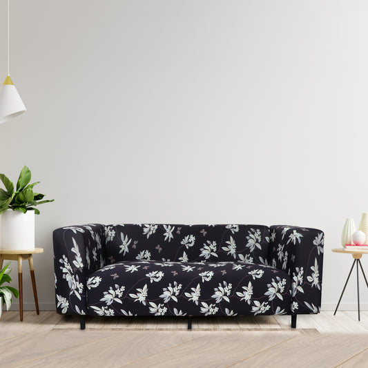 Printed Sofa Cover - Black Flower