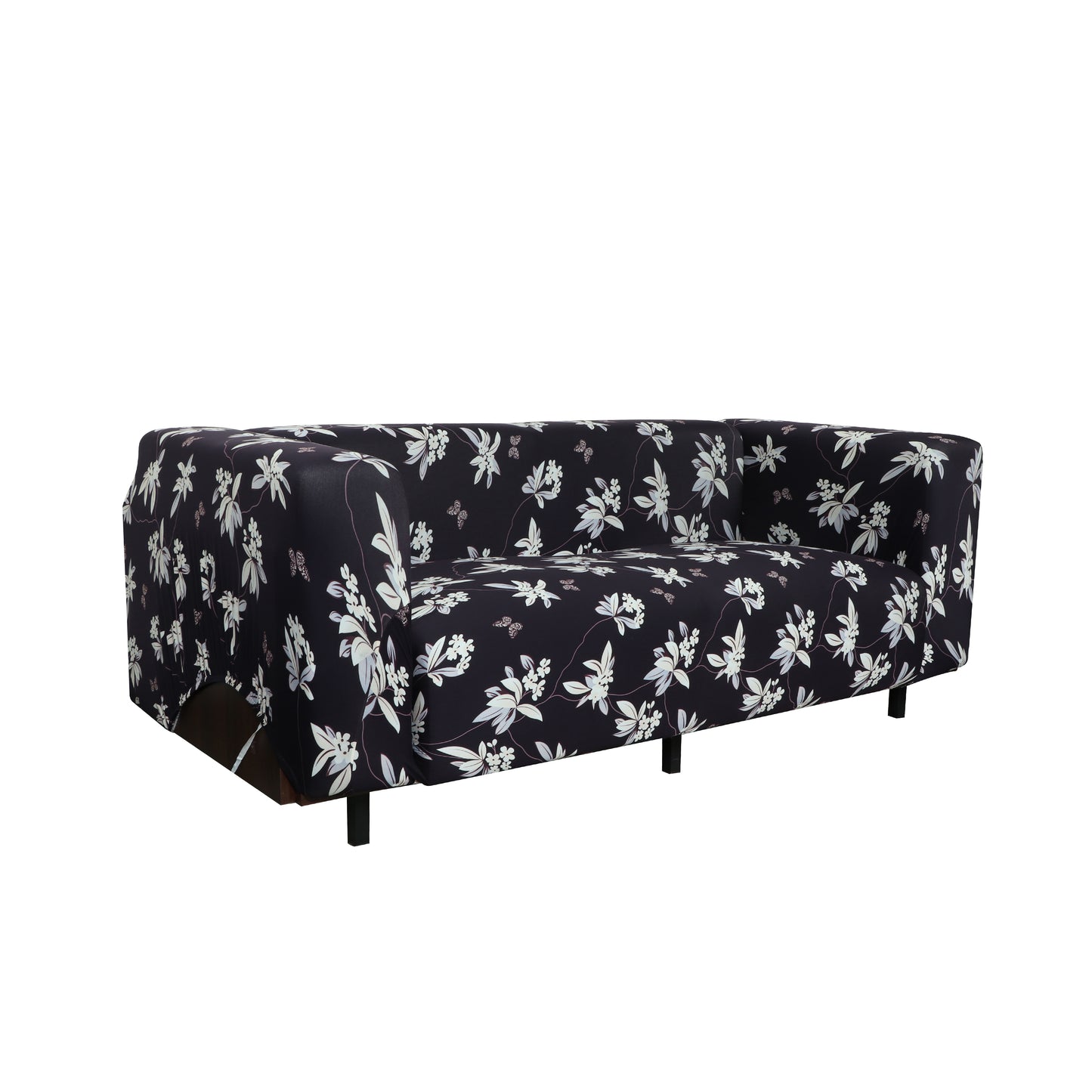 Printed Sofa Cover - Black Flower