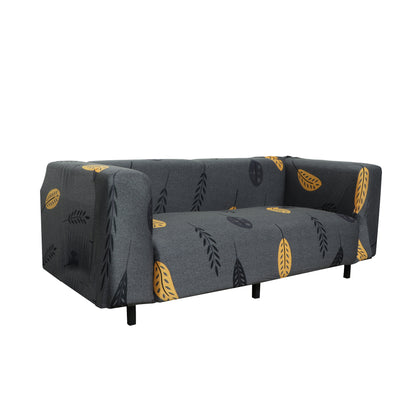 Printed Sofa Cover - Grey Mustard Leaf