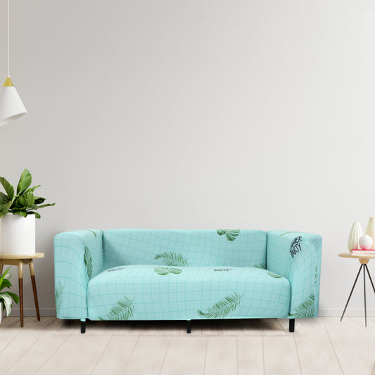 Printed Sofa Cover - Sky Blue Fern