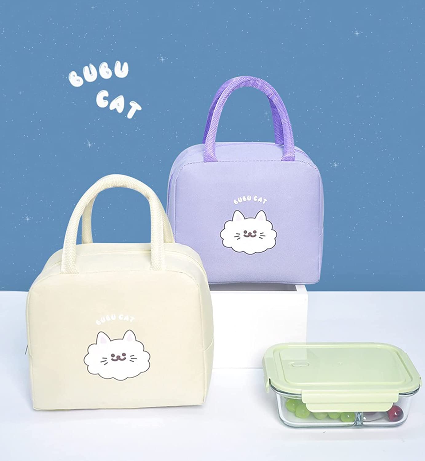 Cat Printed Insulated Reusable Lunch Bag(Bubu Cat)